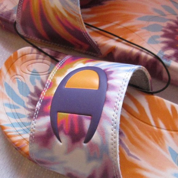 # SOLD #CHAMPION MEGA SLIDE PURPLE -C-GOLD TIE DYE WOMENS SANDALS (SIZE 7) 😍 - Picture 7 of 16